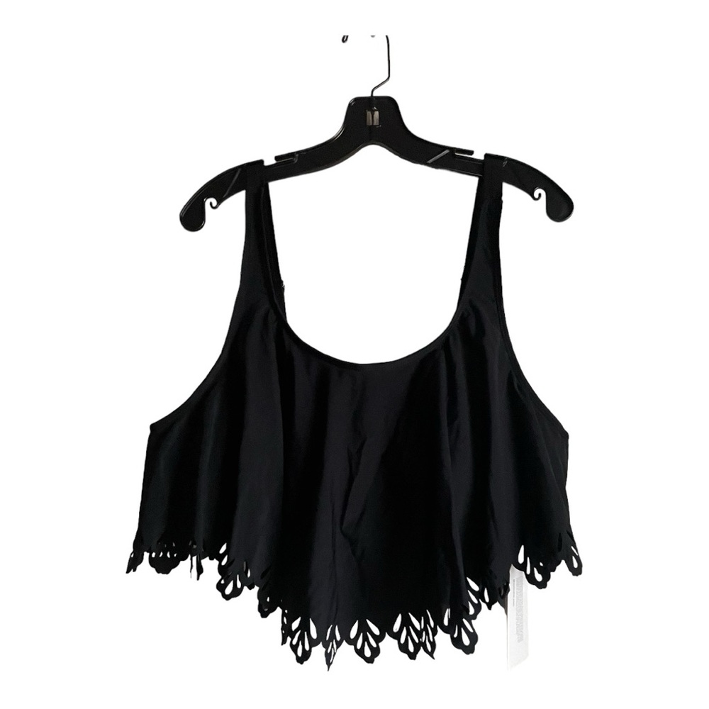 Black Lace Trim Swim Top - Picture 5 of 11